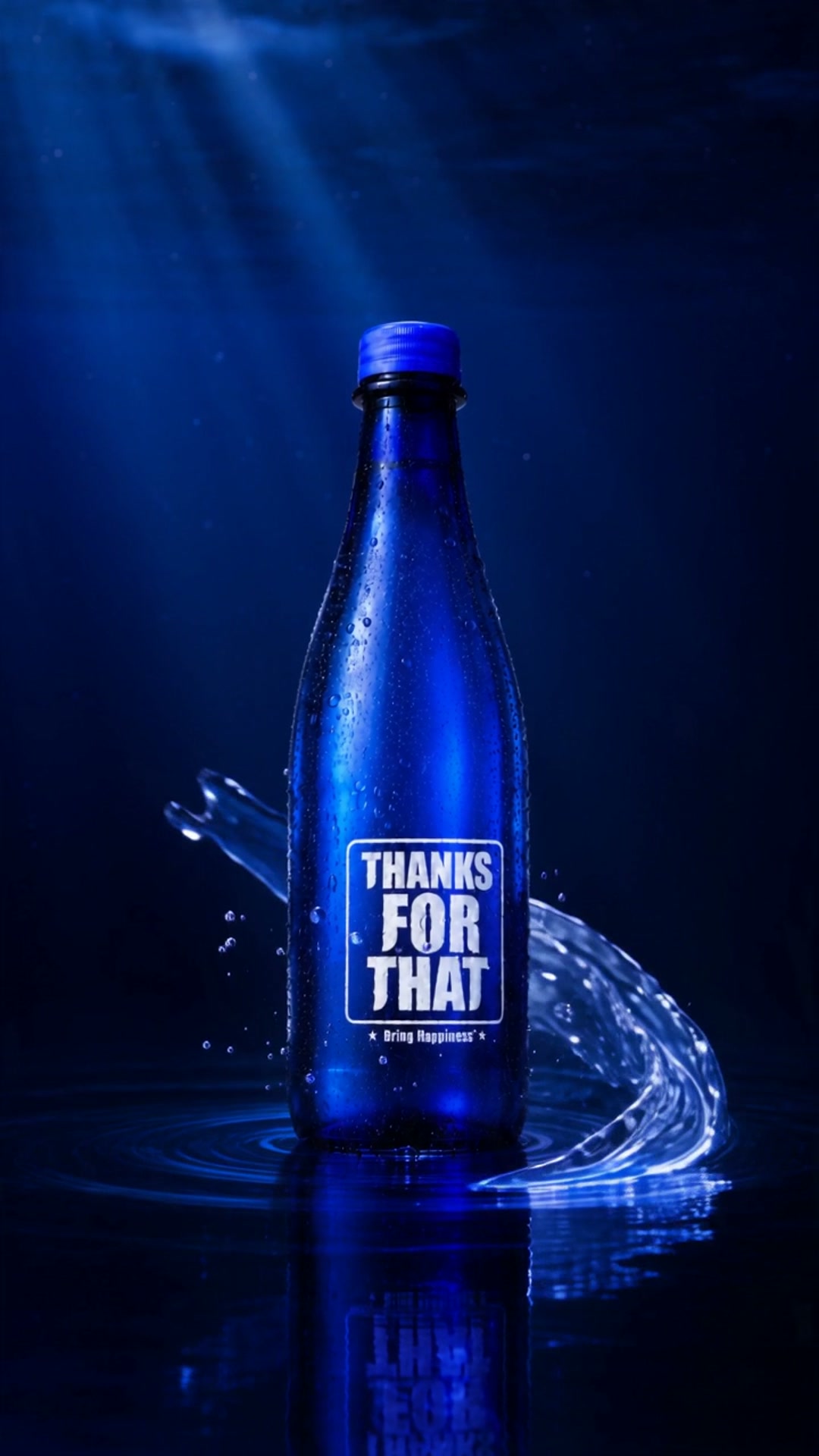 Thanks For That blue purified-water bottle